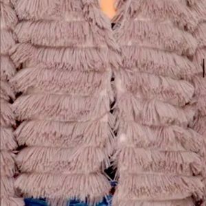 She + Sky faux fur fringe jacket